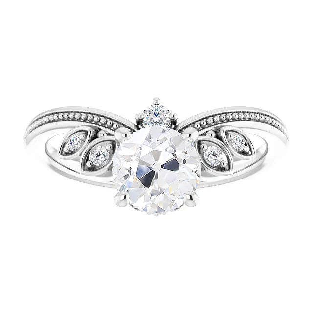 Rond Vieux Mineur Réel Diamond Ring Enhancer Prong Perlé Style 2.75 Carats