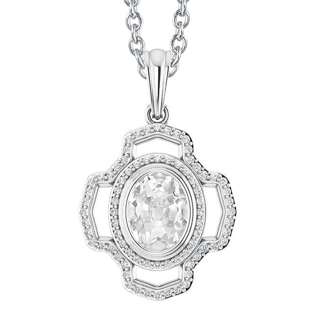 Rond et ovale ancienne mine Cut Halo Véritable Diamond Pendentif Lunette sertie 3.75 Carats