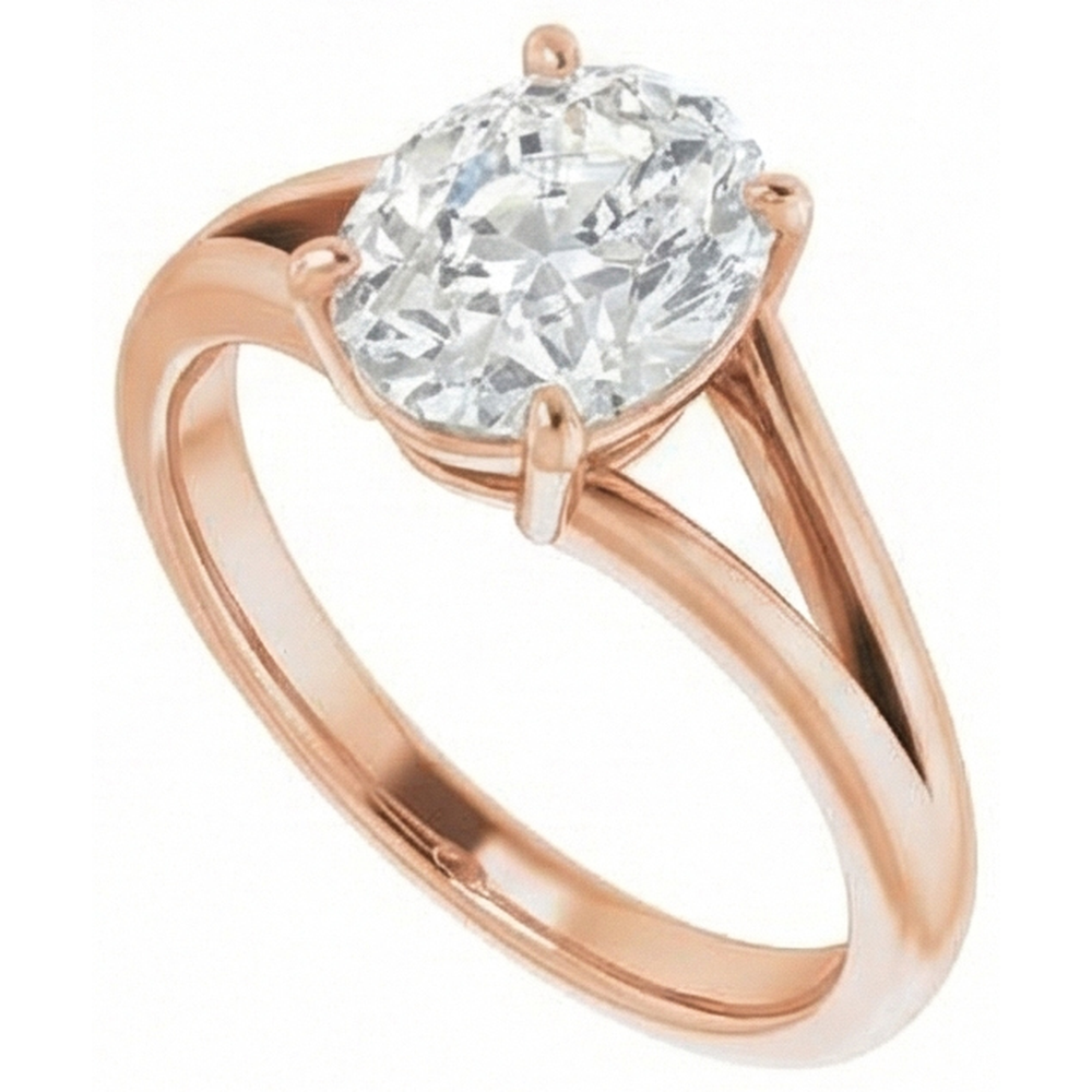 Brillant Coussin Antique Solitaire de Fiançailles en Or Rose 14 Carats – vue de côté