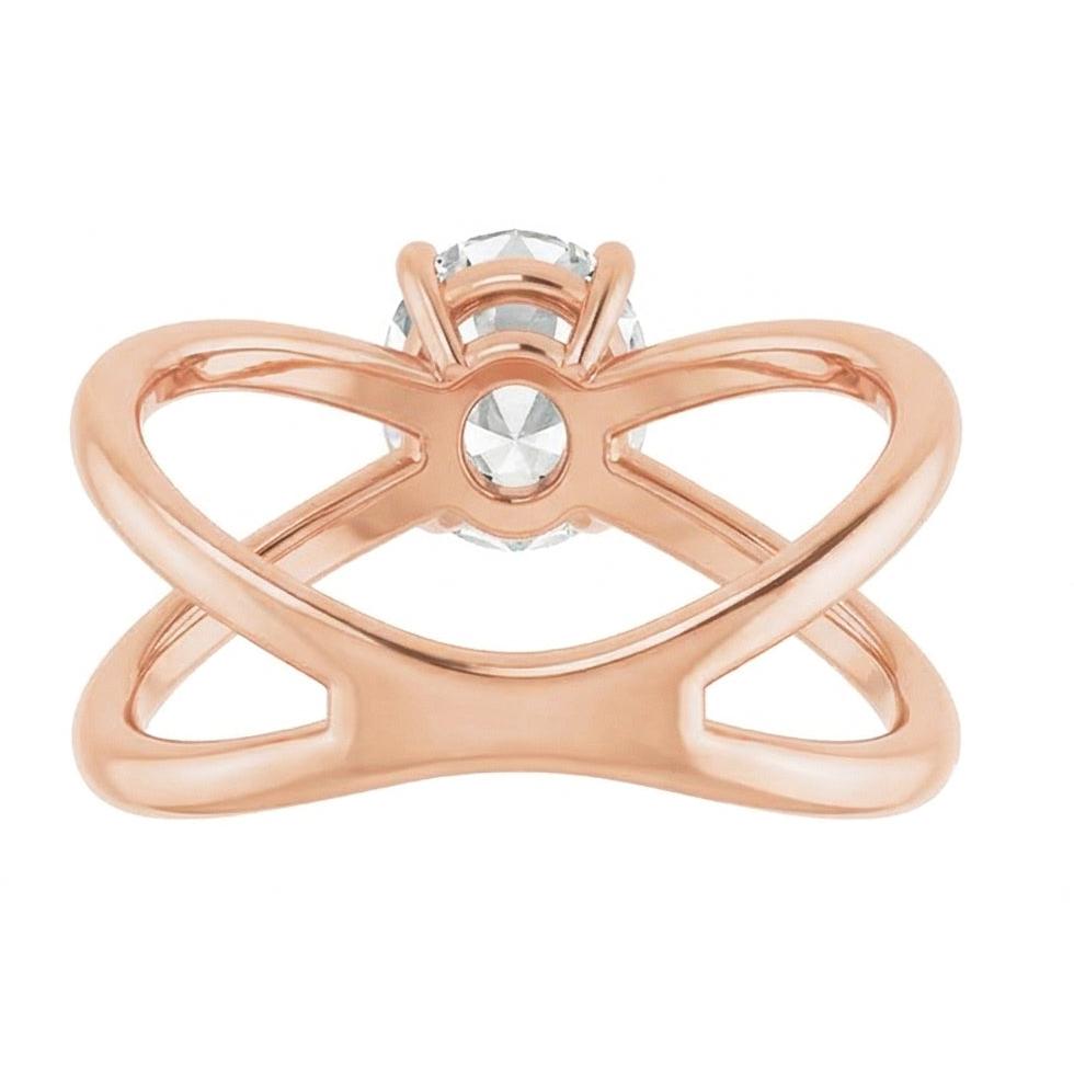 Coussin Antique Brillant bague en Or 14K Rose – vue de dessus