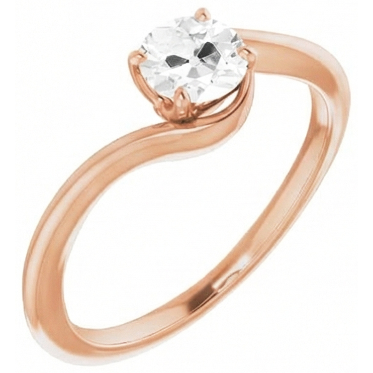 Bague Solitaire Or Rose 14 Carats avec Diamant Fin – vue de face