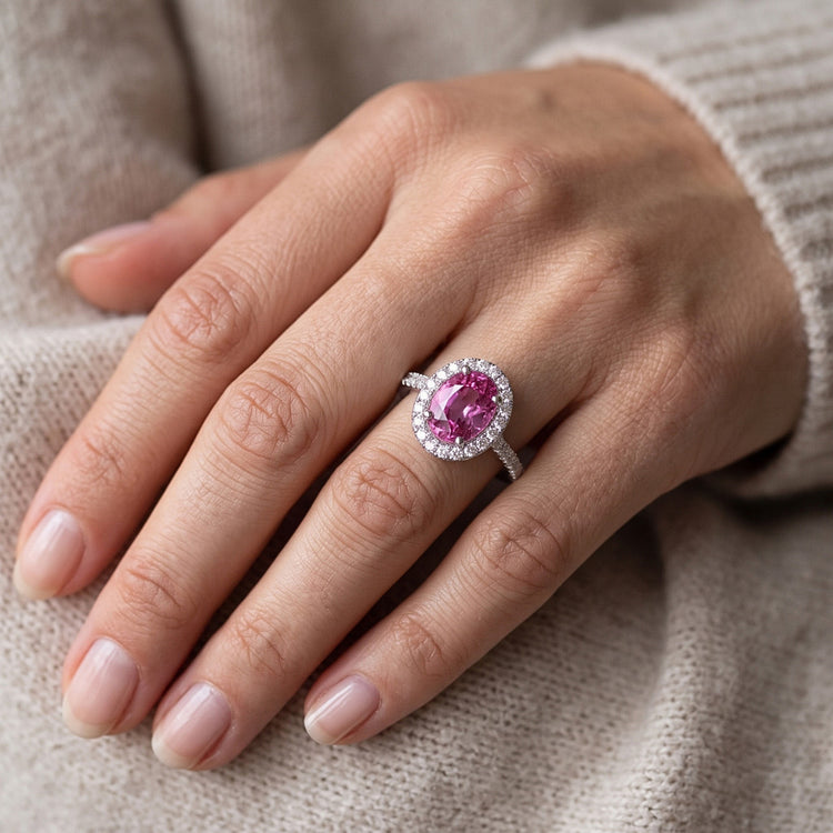 Rose Saphir Halo Bague Diamant