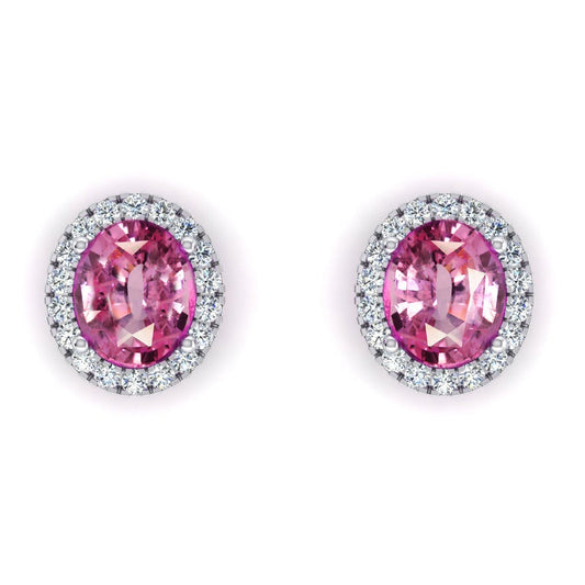 Rose Saphir Halo Diamant Boucles D'Oreilles