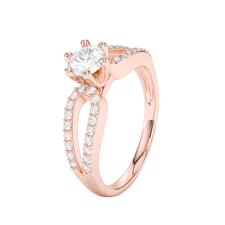 Diamant Fin Solitaire avec Pierres Latérales 1,75 carats Or Rose 14 Carats – vue principale
