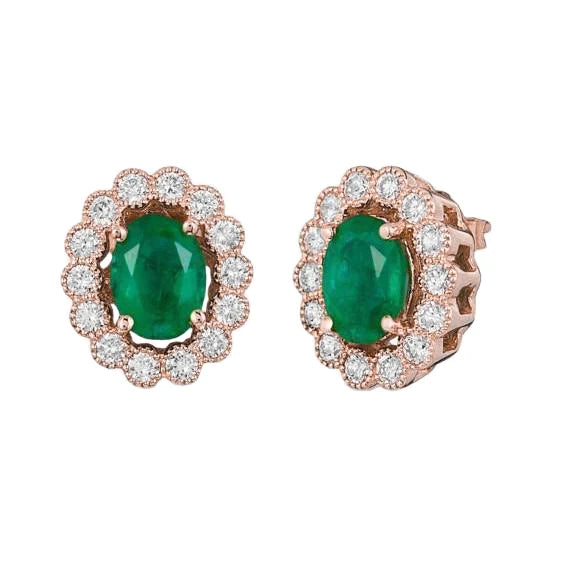 Gemstone Earring Or 14K Rose avec Émeraude – vue principale