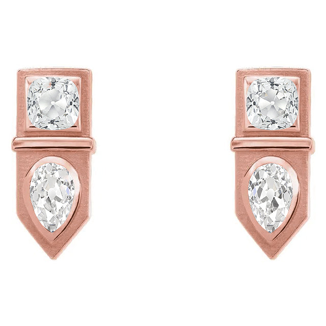 Diamant Fin Puces d'Oreilles 1 carats Or 14K Rose – vue principale