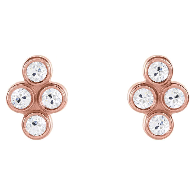 Diamant Boucles d'Oreilles 0,50-carats Or Rose 14 Carats – vue principale