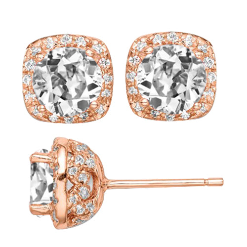 Diamant Taille Old Mine Boucles d'Oreilles en Or Rose 14 Carats – vue principale