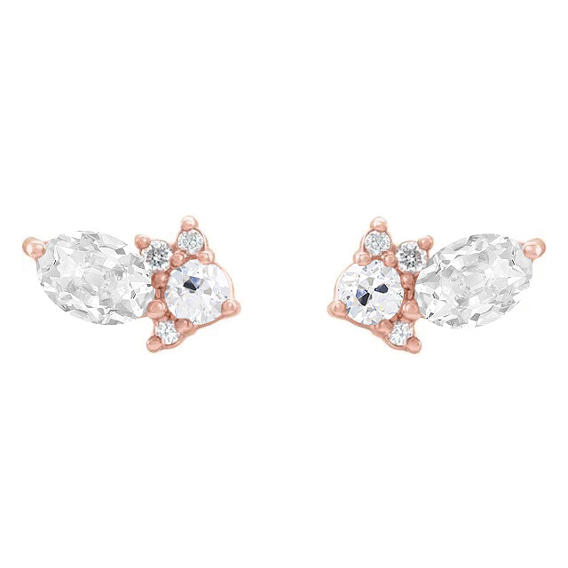 Coussin Antique Brillant bague en Or 14K Rose – vue principale