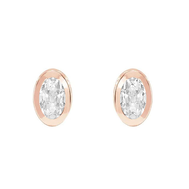 Coussin Antique Diamant bague en Or Rose 14 Carats – vue de face