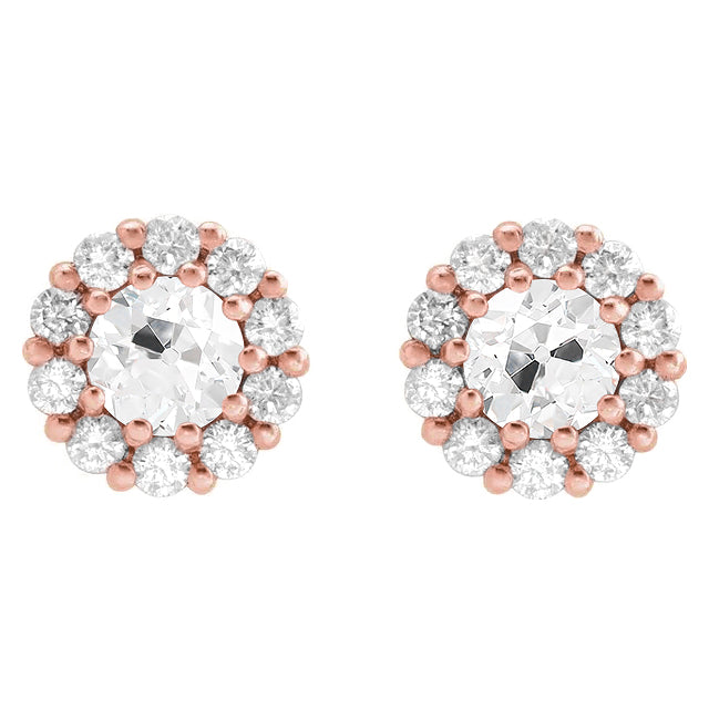 Pendants d'Oreilles Or Rose 14 Carats avec Diamant – vue principale