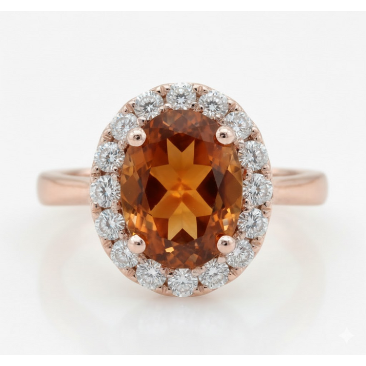 Ovale Citrine bague en Or Rose 14 Carats – vue principale