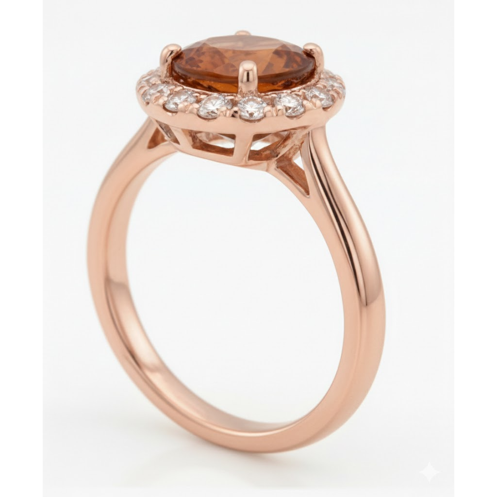 Ovale Citrine bague en Or Rose 14 Carats – vue de profil