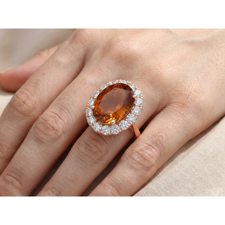Exquis Citrine Bague Pierre de Couleur 27,50 carats – vue de dessus