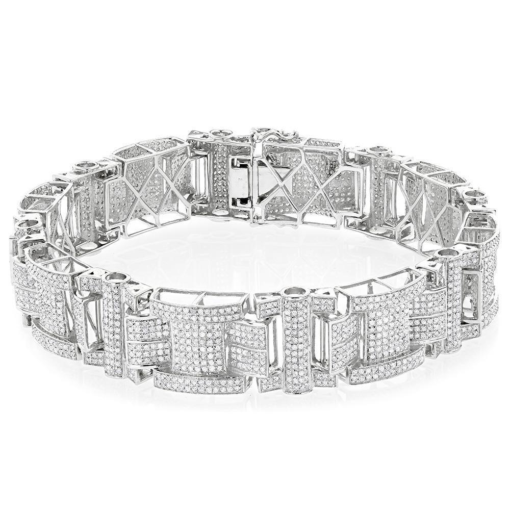 Round 24 Carats Véritable Diamond Men Bracelet Solid White Gold 14K Jewelry