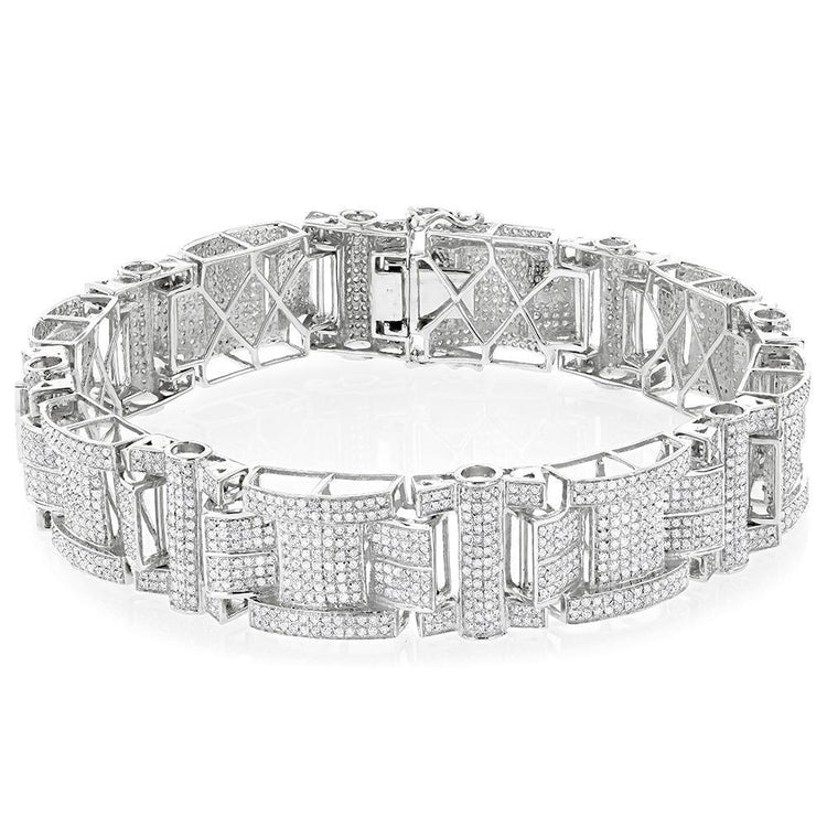 Round 24 Carats Véritable Diamond Men Bracelet Solid White Gold 14K Jewelry