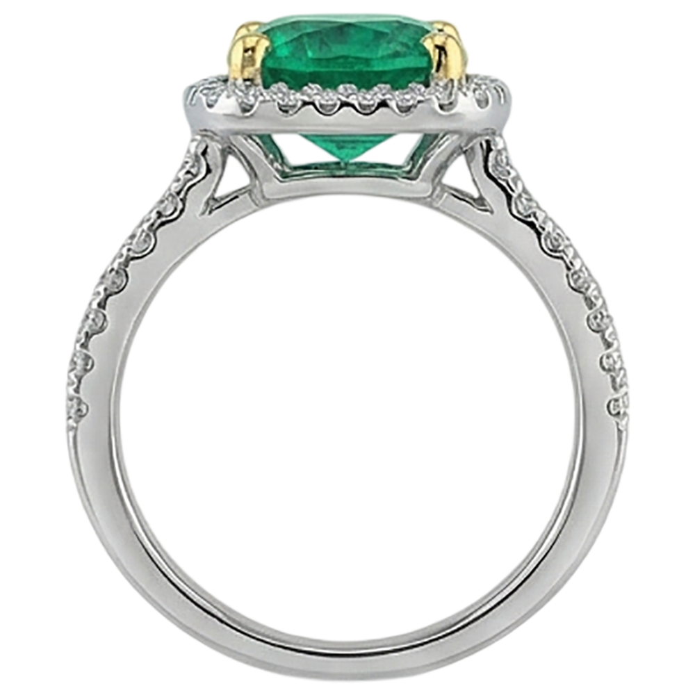 Bague avec Gemme Or Bicolore 14 Carats avec Émeraude – vue de dessus