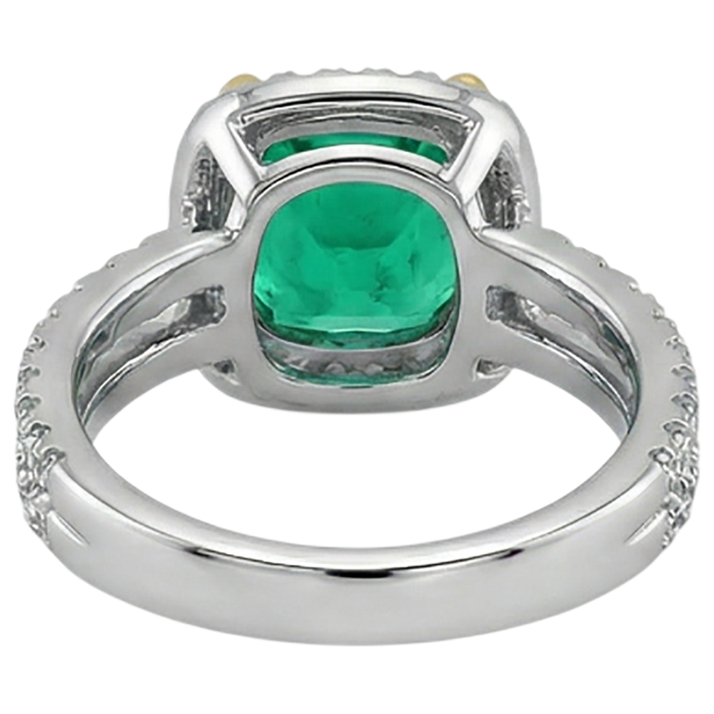 Émeraude Bague avec Gemme 4 carats Or Bicolore 14 Carats – vue détaillée