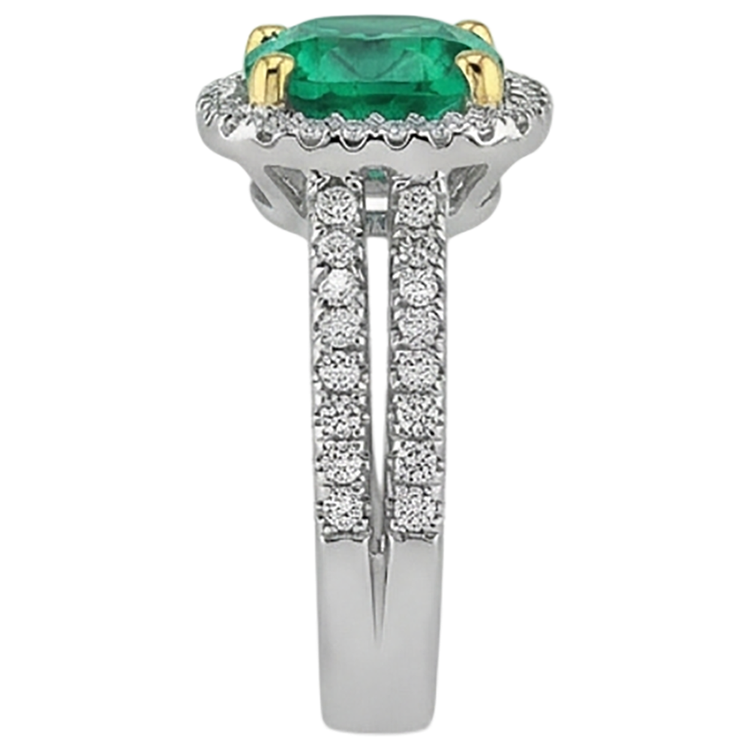 Brillant Émeraude Bague avec Gemme 4 carats – vue arrière