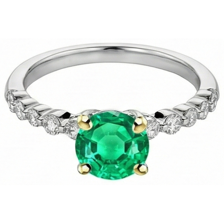 Émeraude Colombienne Bague Pierre Précieuse – vue d'angle