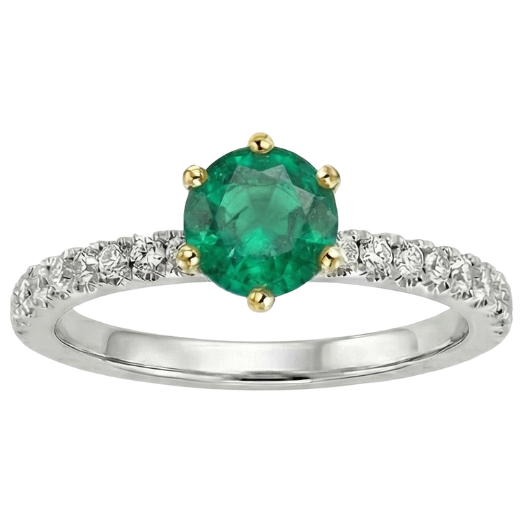 Émeraude Colombienne Bague Pierre de Couleur 2 carats Or 14K Bicolore – vue de côté