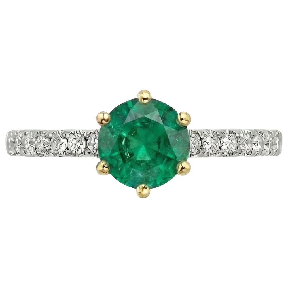 Émeraude Colombienne Bague Pierre de Couleur – vue d'angle