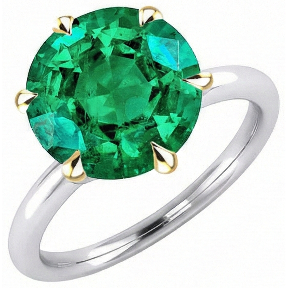Chatoyant Émeraude Fine Bague Pierre Précieuse 4 carats – vue de côté
