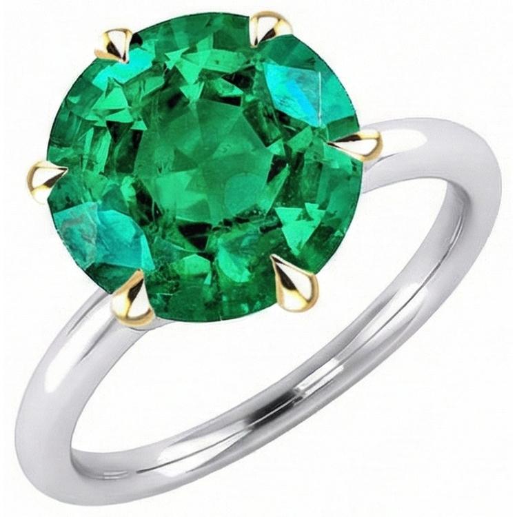 Chatoyant Émeraude Fine Bague Pierre Précieuse 4 carats – vue de côté