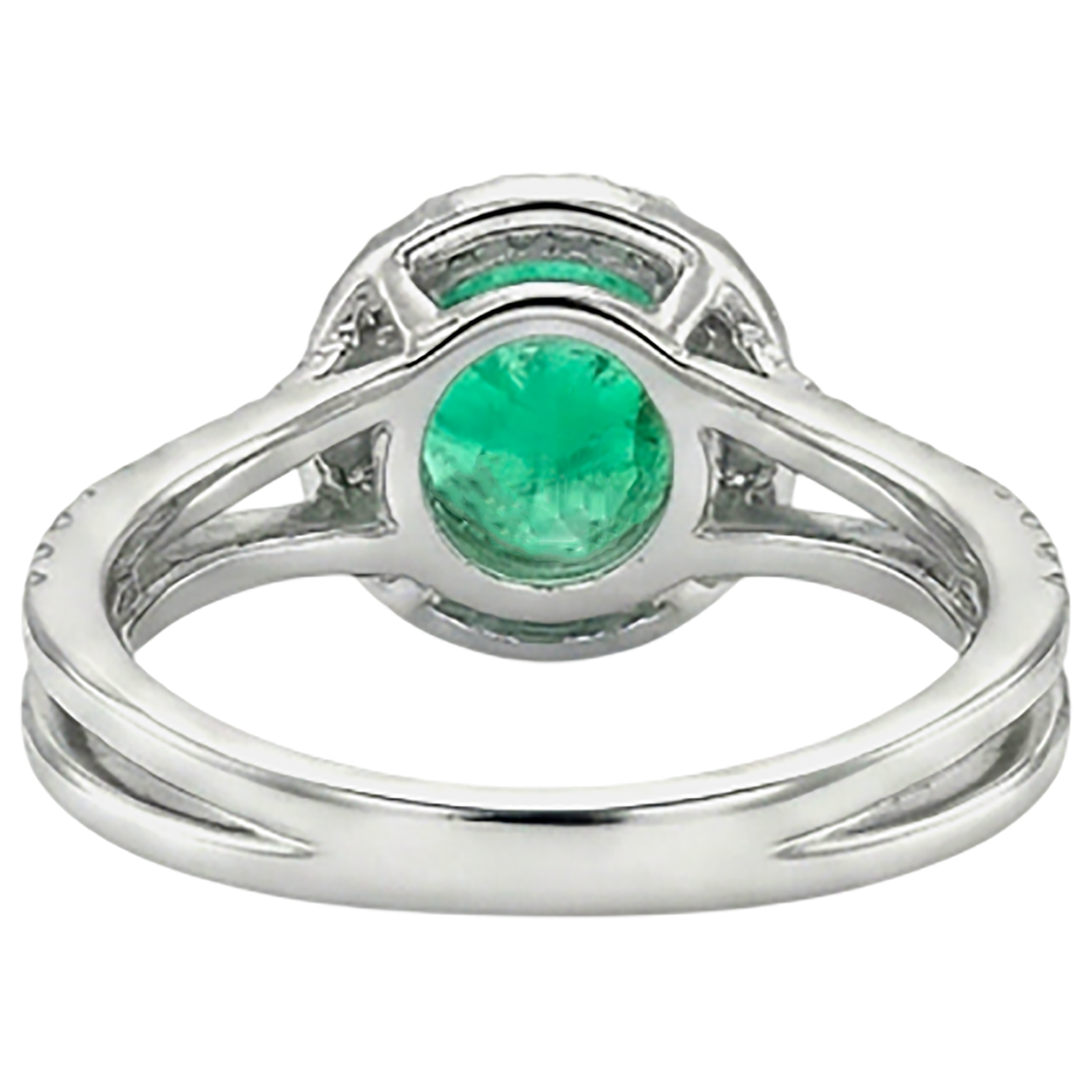 Émeraude Fine Taille Ronde Bague Pierre Précieuse en Or 14K Bicolore – vue arrière