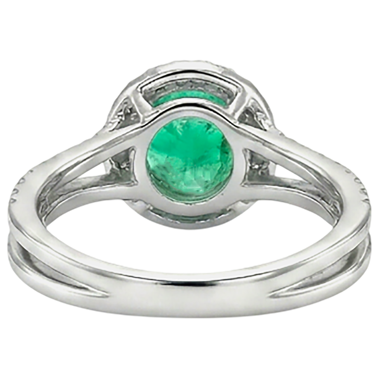 Émeraude Fine Taille Ronde Bague Pierre Précieuse en Or 14K Bicolore – vue arrière
