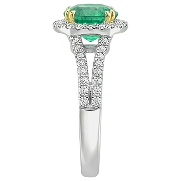 Rayonnant Émeraude Fine Bague Pierre Précieuse 2,50 carats – vue de profil