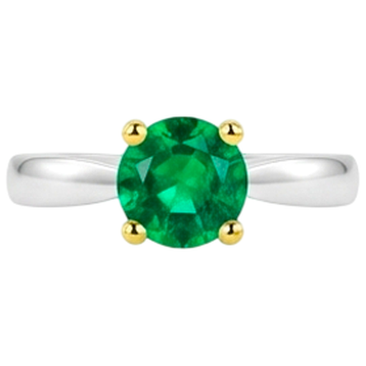 Fait à la main Émeraude Colombienne Bague Pierre Précieuse 2 carats – vue de face