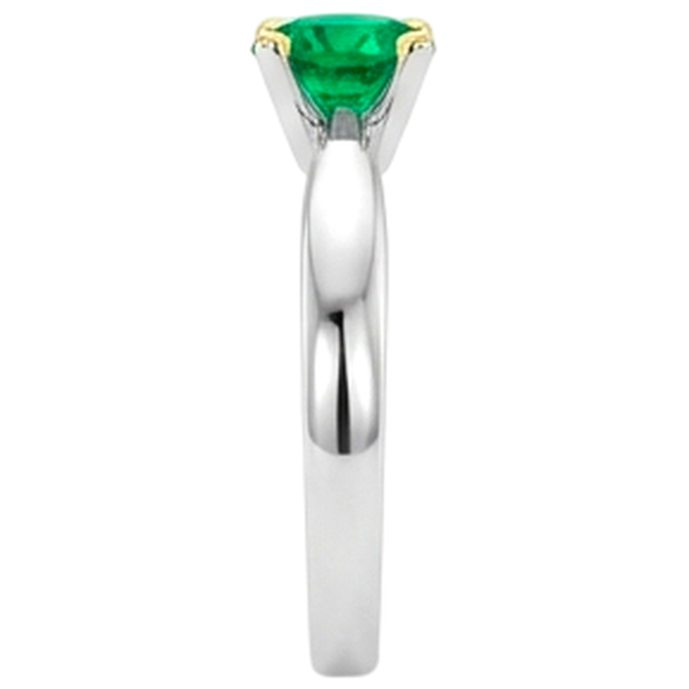 Émeraude Colombienne Taille Brillant Bague Pierre Précieuse en Or Bicolore 14 Carats – vue de dessus