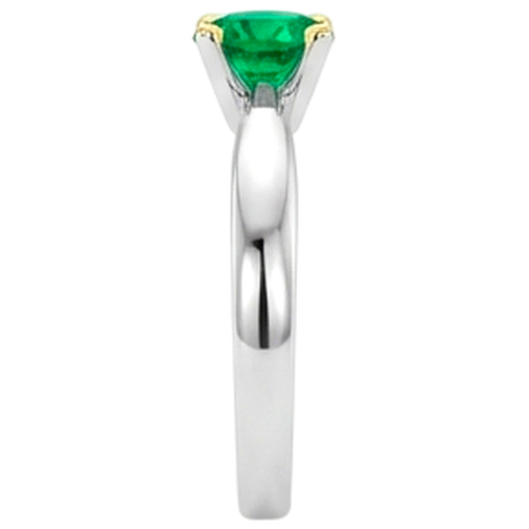 Émeraude Colombienne Taille Brillant Bague Pierre Précieuse en Or Bicolore 14 Carats – vue de dessus