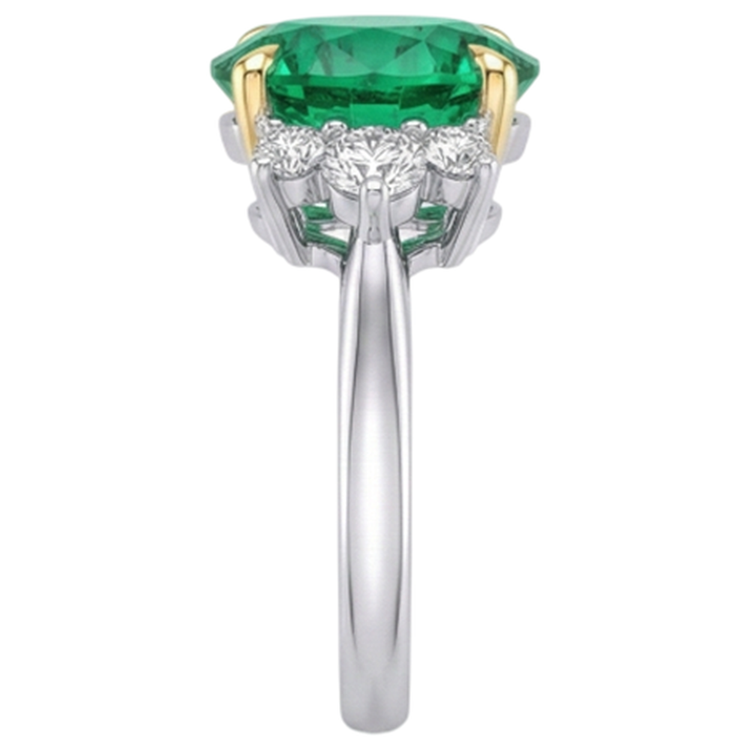 Émeraude Fine Bague avec Gemme 4-carats Or Bicolore 14 Carats – vue de dessus