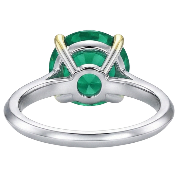 Émeraude Bague Pierre Précieuse 3,50 carats Or Deux Tons 14 Carats – vue arrière