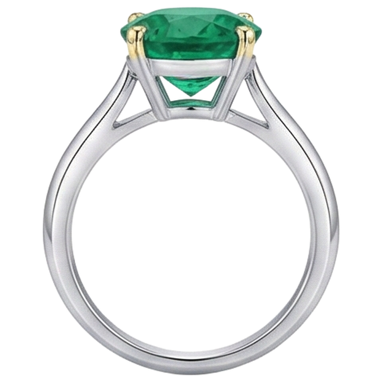 Taille Ronde Émeraude bague en Or Deux Tons 14 Carats – vue de dessus