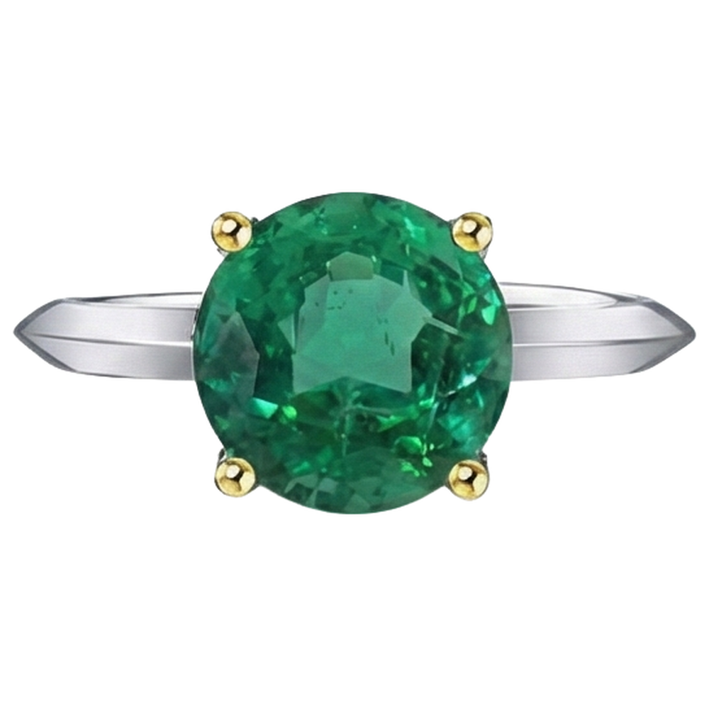 Étincelant Émeraude Bague Pierre Précieuse 3,50 carats – vue de profil