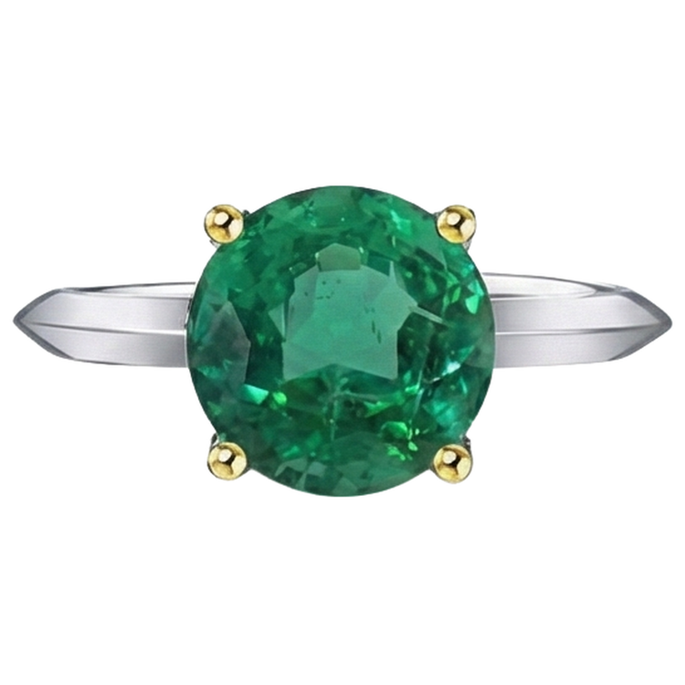 Étincelant Émeraude Bague Pierre Précieuse 3,50 carats – vue de profil