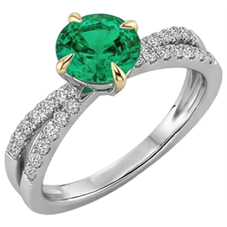 Émeraude Colombienne Bague Pierre Précieuse – vue de face