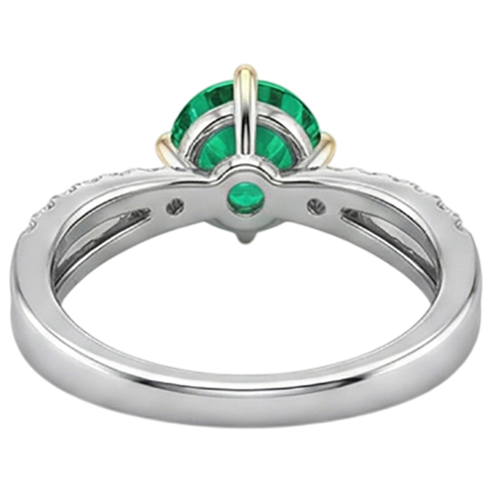 Émeraude Colombienne Bague Pierre Précieuse 2,50-carats Or 14K Bicolore – vue arrière
