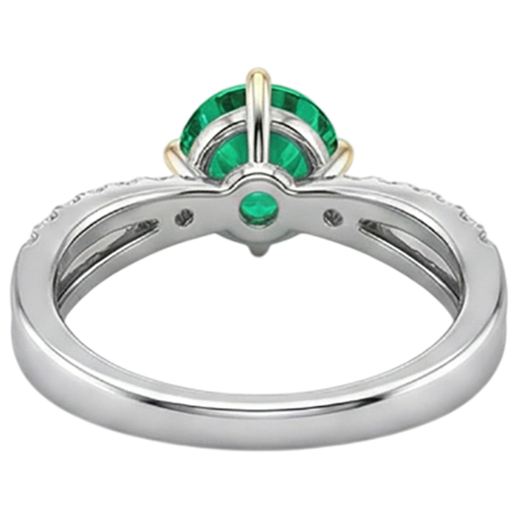 Émeraude Colombienne Bague Pierre Précieuse 2,50-carats Or 14K Bicolore – vue arrière