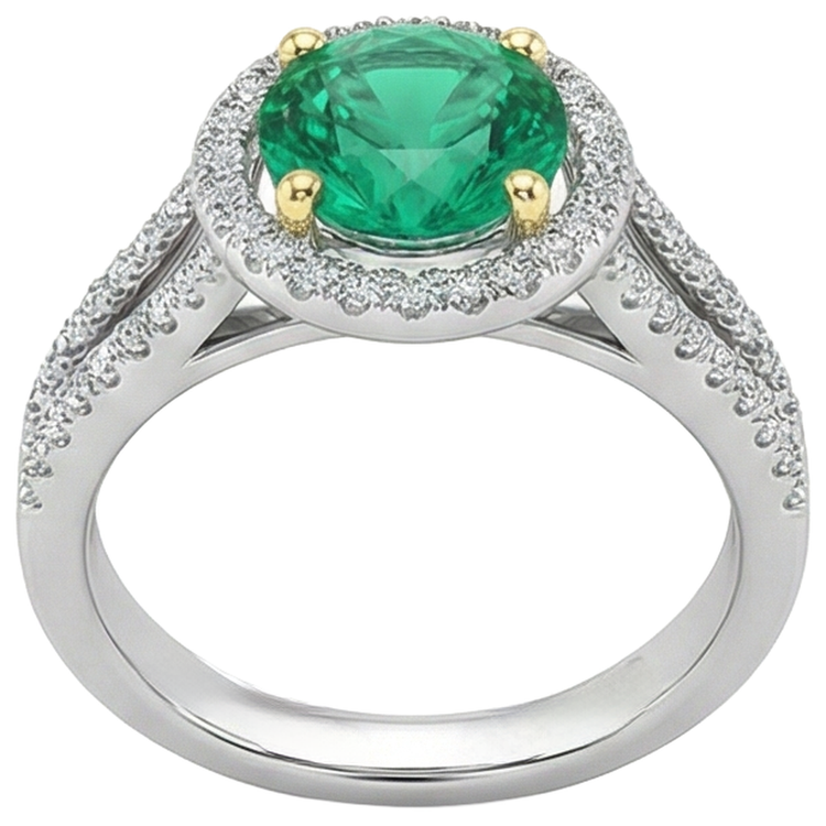 Émeraude Colombienne Bague Pierre Précieuse – vue d'angle