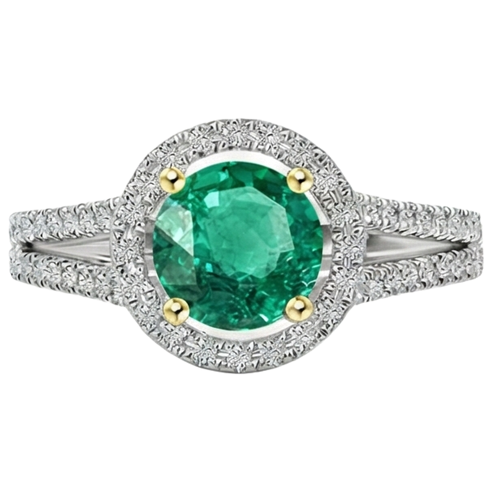 Émeraude Colombienne Bague Pierre Précieuse – vue de face