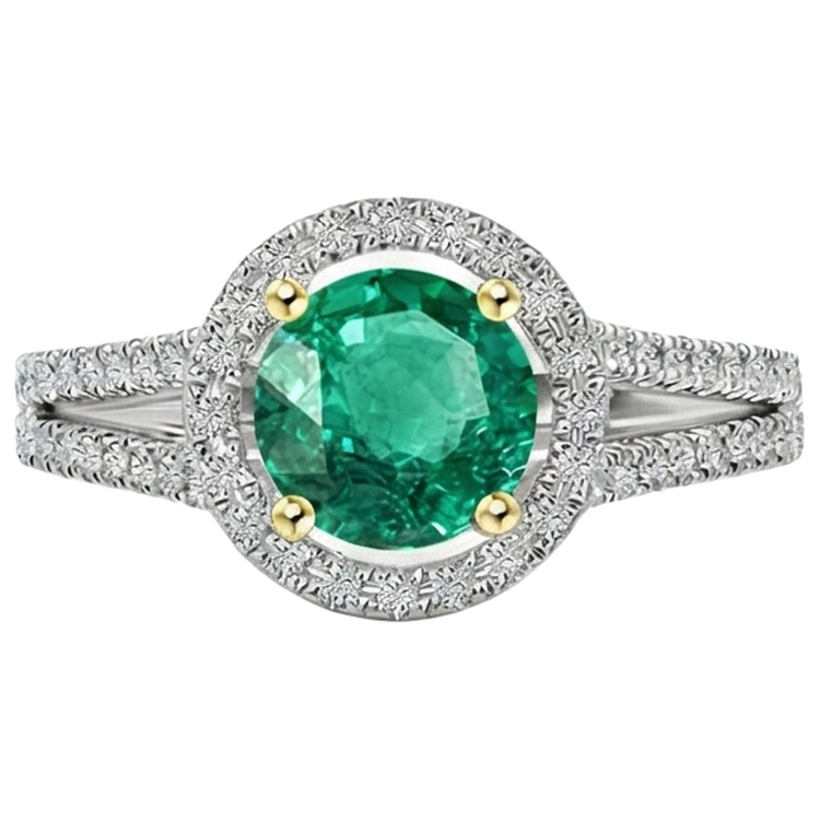 Émeraude Colombienne Bague Pierre Précieuse – vue de face