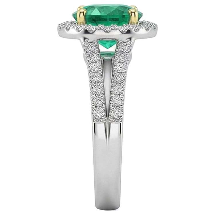 Émeraude Colombienne Bague Pierre Précieuse 2,50 carats Or 14K Bicolore – vue de dessus