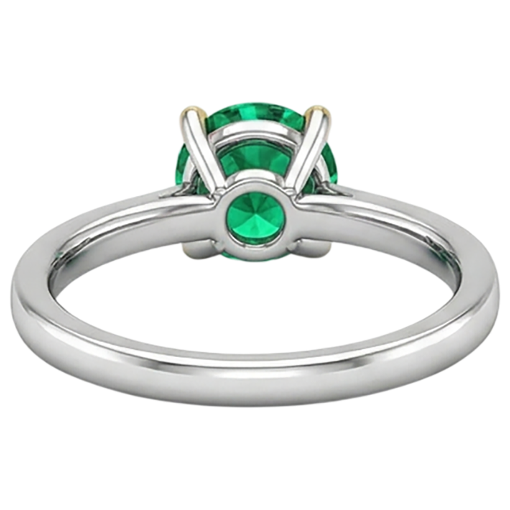 Taille Ronde Émeraude bague en Or Deux Tons 14 Carats – vue arrière