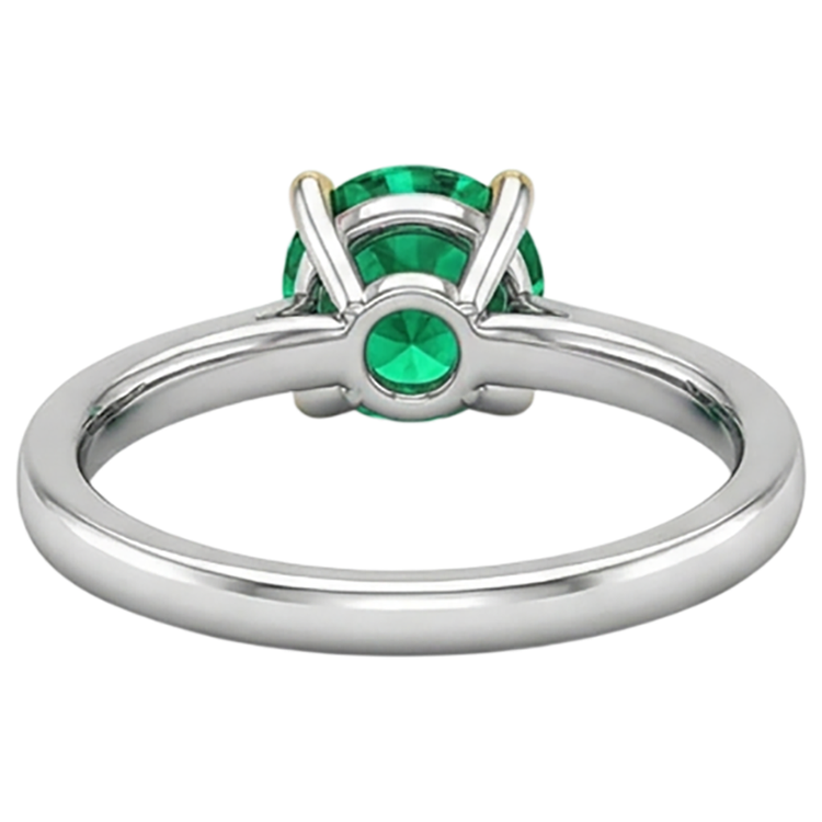 Taille Ronde Émeraude bague en Or Deux Tons 14 Carats – vue arrière