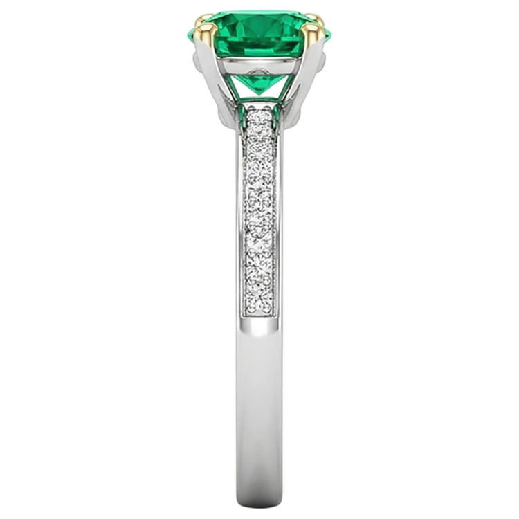 Émeraude Bague Pierre Précieuse 2 carats Or Deux Tons 14 Carats – vue de dessus