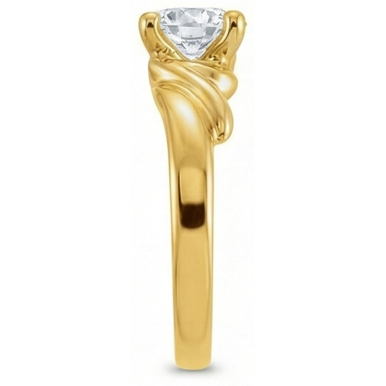 Diamant Fin Coussin Antique Bague Mono-Pierre en Or 14K Jaune – vue de côté